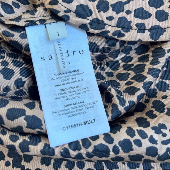 SANDRO Animal Print Oversized Silk Blouse - Picture 5 of 11